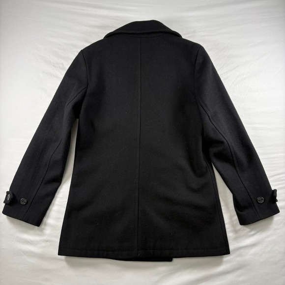 Eddie Bauer Pea Coat Womens XS Wool Blend Double Breasted Black Nautical Classic - Picture 5 of 8